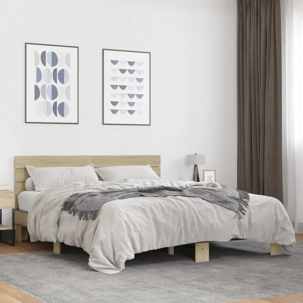vidaXL Estrutura de cama 160x200 cm derivados madeira/metal