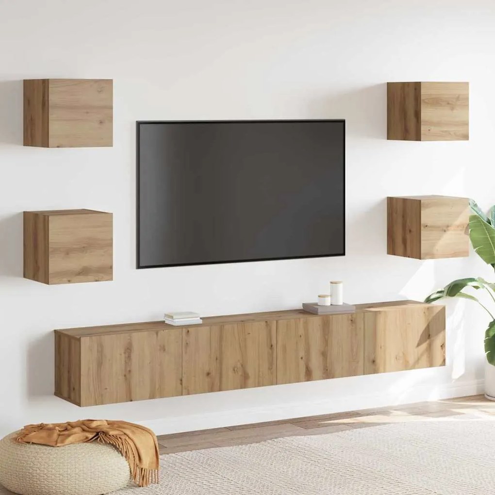 vidaXL Conjunto de móvel de TV 6 pcs Castanho 200 x 30 x 30 cm