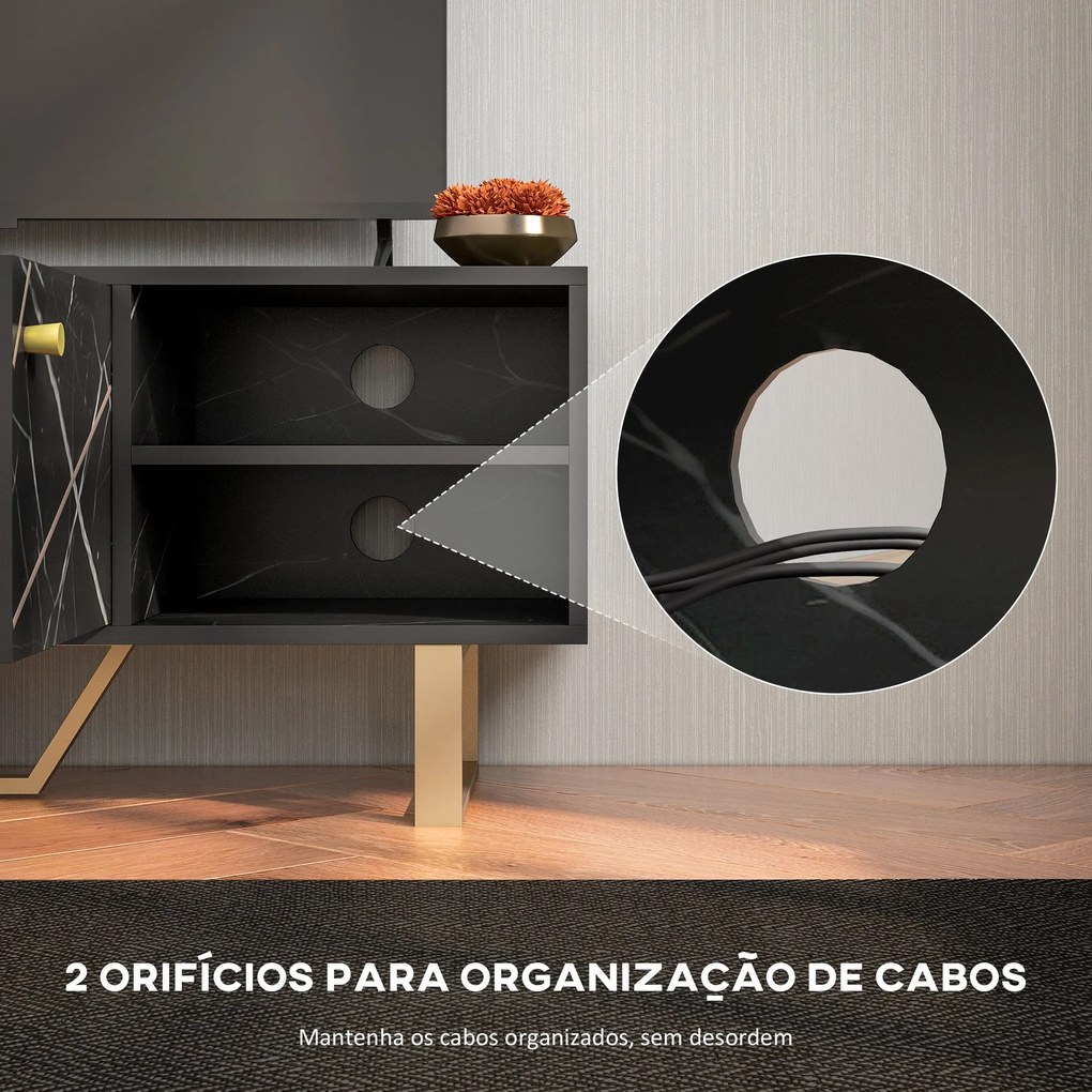 Móvel de TV Móvel para Televisor com 2 Portas Prateleira Ajustável e E