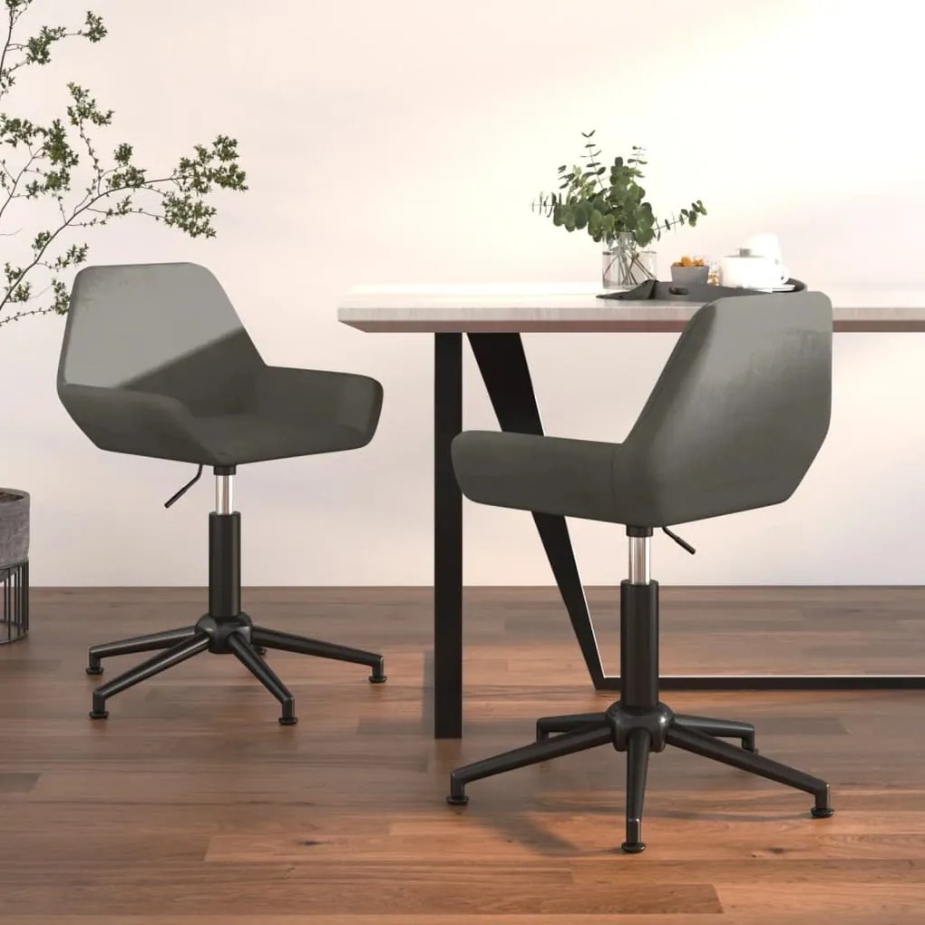 vidaXL Cadeiras de jantar giratórias 2 pcs veludo cinzento-claro