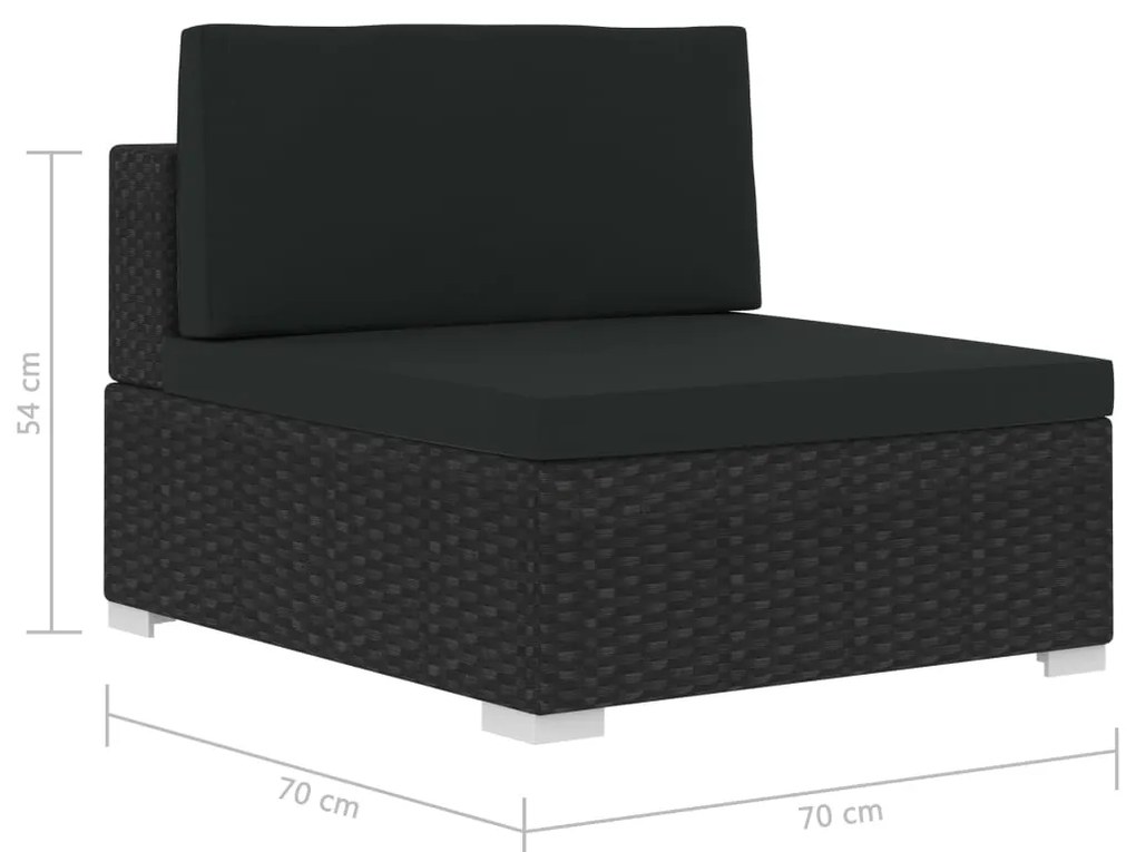 Conjunto sofás de jardim c/ almofadões 4 pcs vime PE preto