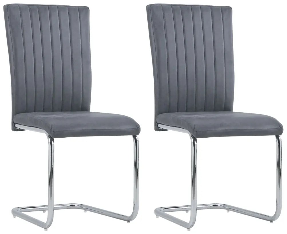 vidaXL Cadeiras de jantar cantilever 2 pcs camurça artificial cinzento