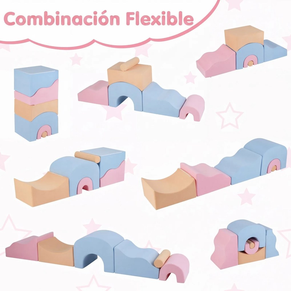 Conjunto de 6 Blocos de Escalada para Crianças, Capa Removível e Lavável, Multicolor