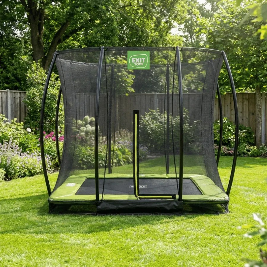 Trampolim retangular de solo Silhouette 153 x 214 cm com rede de segurança - verde