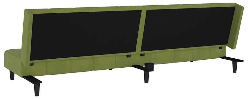Sofá-cama de 2 lugares veludo verde-claro