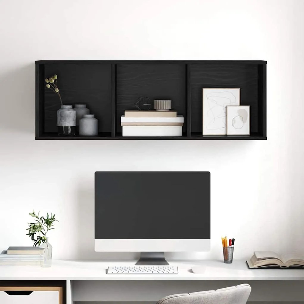 Gabinete para TV com prateleira Carvalho preto 37 x 37 x 107 cm