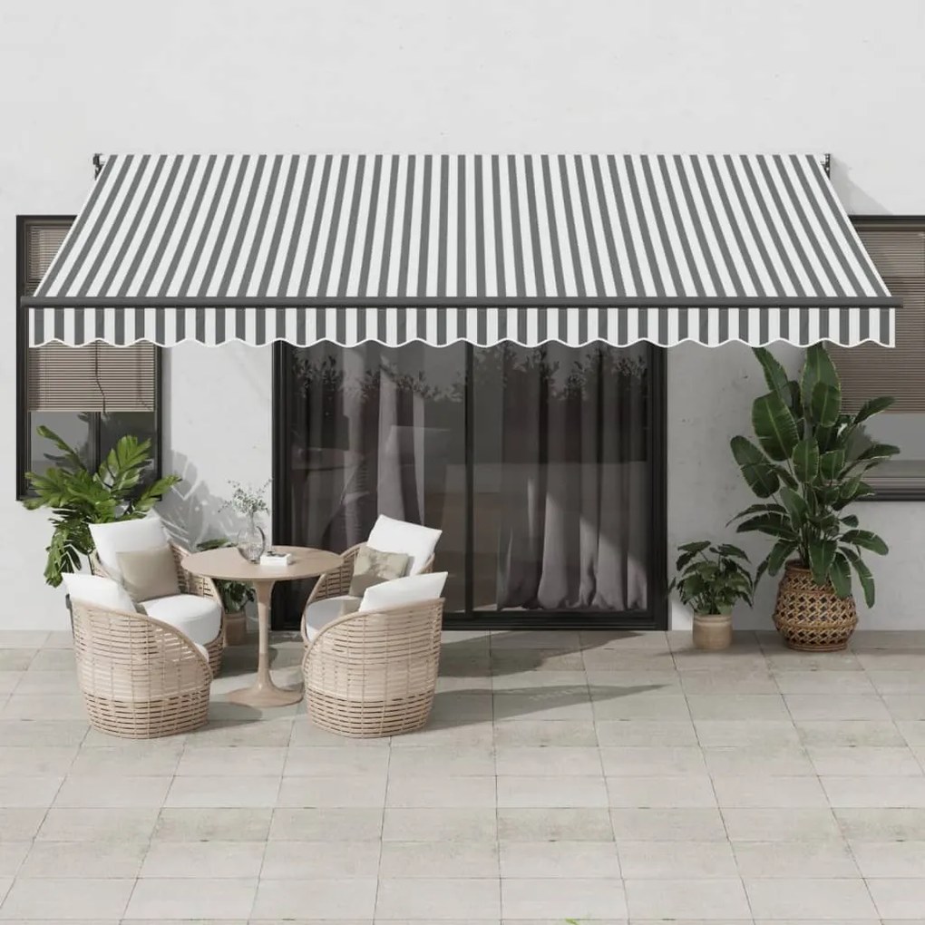 Toldo retrátil 4,5x3 m tecido e alumínio antracite e branco