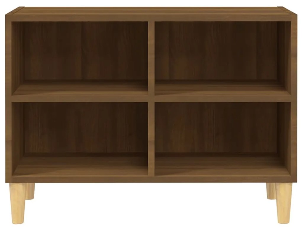 Móvel TV pernas madeira maciça 69,5x30x50 cm carvalho castanho