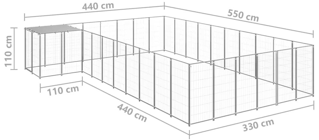 Canil 19,36 m² aço prateado