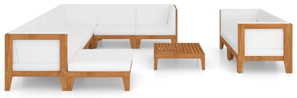 10 pcs conjunto lounge de jardim c/ almofadões acácia maciça