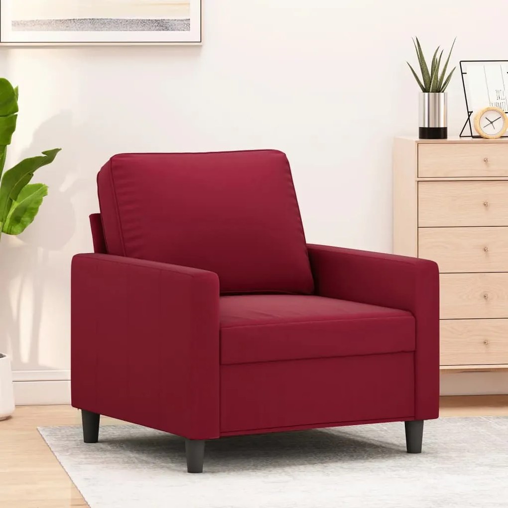 vidaXL Poltrona 60 cm veludo vermelho-tinto