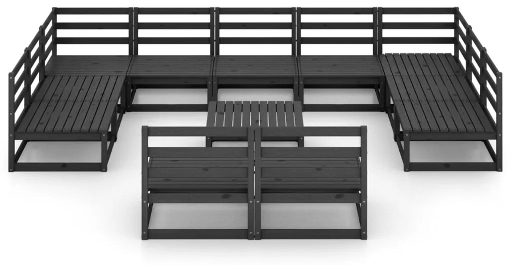 12 pcs conjunto lounge de jardim pinho maciço