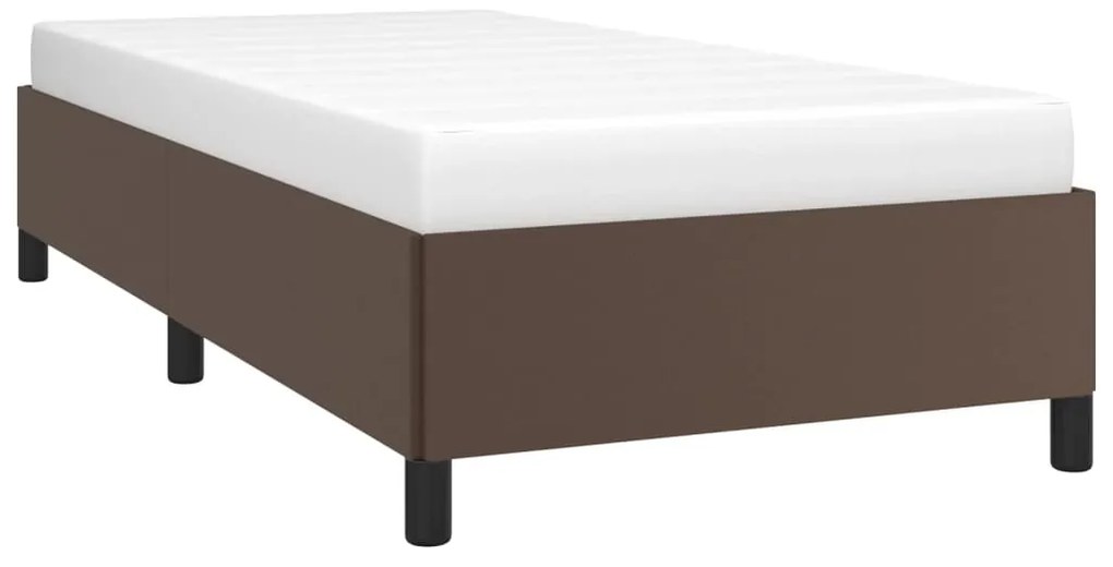 Estrutura de Cama Salu em Couro Artificial Castanho - 90x190 cm - Desi