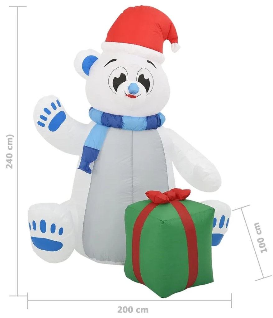 Urso Polar insuflável de Natal com LED de 2,4 m - Interior e Exterior