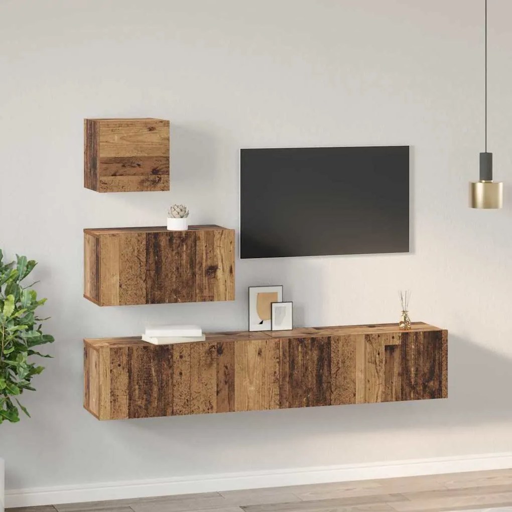 Conjunto de móvel de TV 4 pcs Madeira antiga 80 x 30 x 30 cm