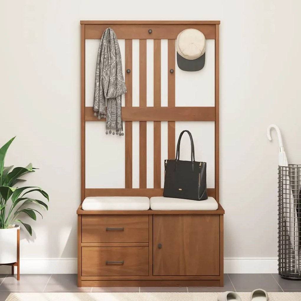 Árvore de Hall SANDNES 87x40x159,5 cm Madeira Maciça de Pinho