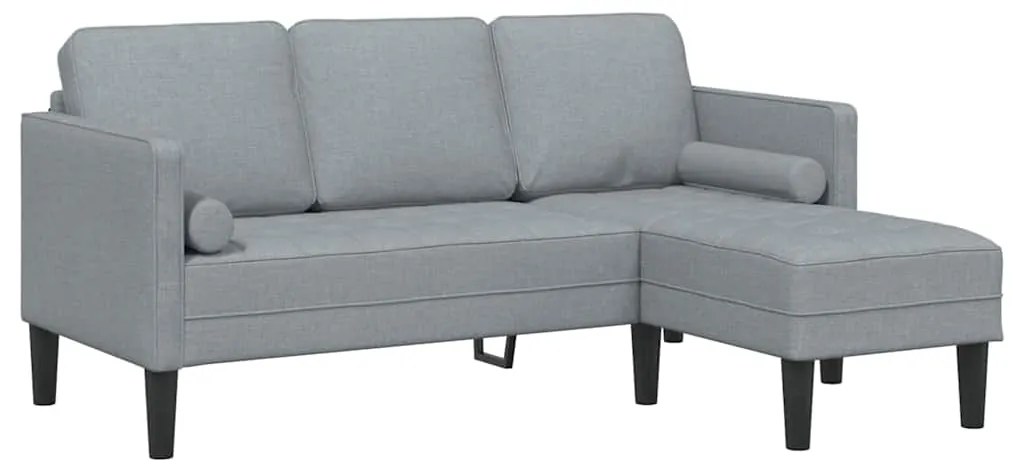Sofá em L 3 lugares vidaXL Cinzento claro 160 cm em Tecido