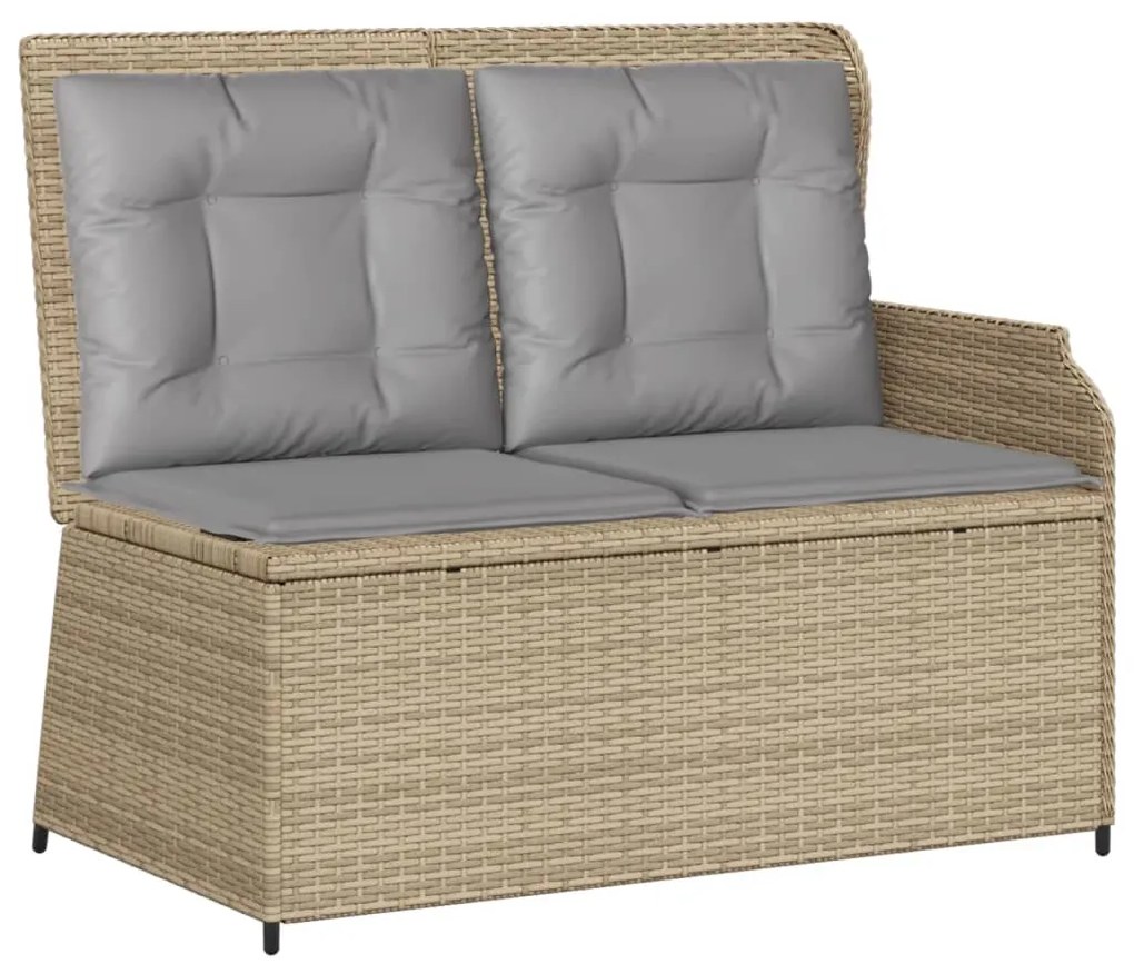 5 pcs conjunto lounge p/ jardim com almofadões vime PE bege