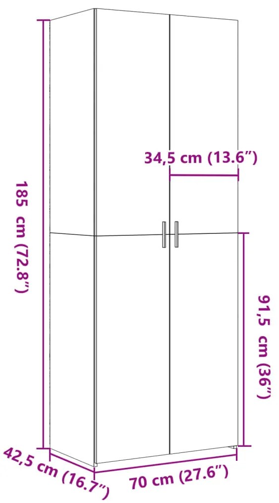 Armário alto 70x42,5x185 cm derivados madeira cinzento sonoma