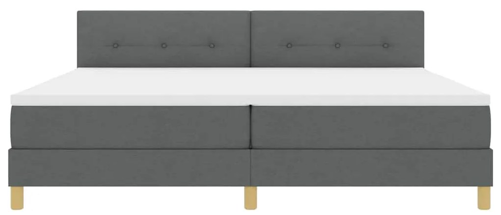 Cama Box Spring com Colchão &amp; Luz LED Cinza Escuro 200x200 cm Tecido