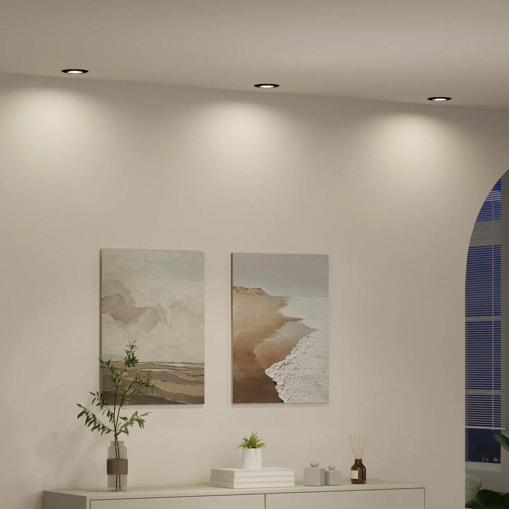 Luminárias Embutidas 12 pcs Redondas GU10 Pretas Ø90 mm em Aço