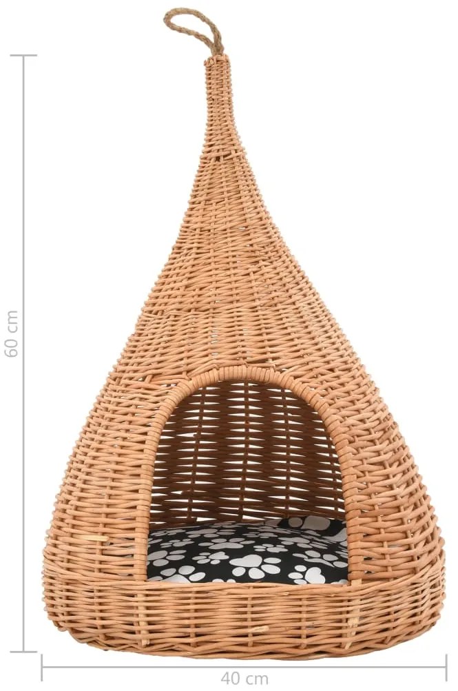 Ninho para gatos tipi c/ almofadão 40x60 cm salgueiro genuíno