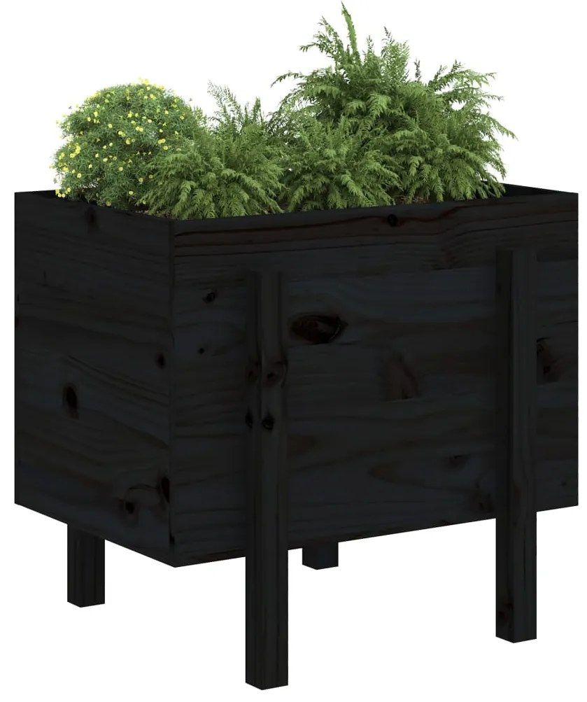 Vaso/floreira de jardim 62x50x57 cm pinho maciço preto