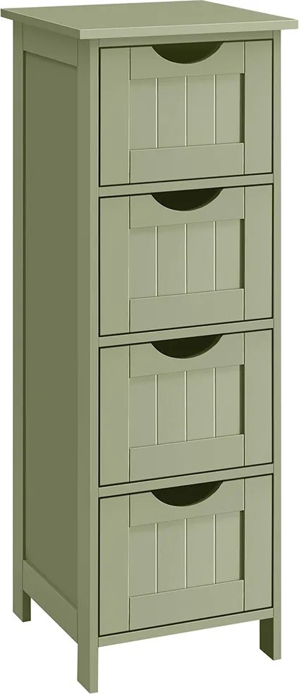 Armário de casa de banho 4 gavetas 30 x 30 x 82 cm verde louro