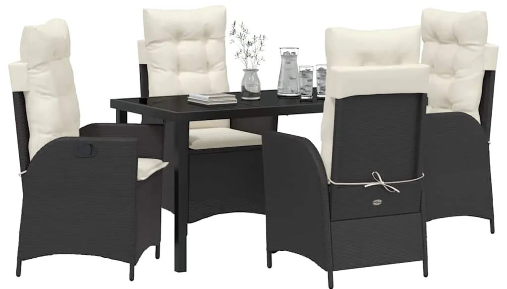 Conjunto de Jantar com 5 Peças para Jardim com Almofadas de Rattan Pol