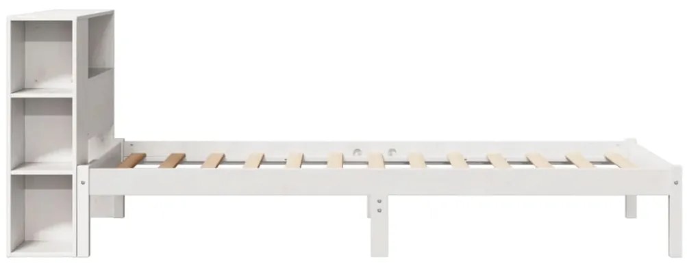 Cama com estante sem colchão 100x200 cm pinho maciço branco