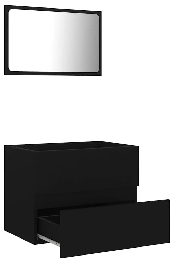 2 pcs conjunto de móveis de casa de banho contraplacado preto