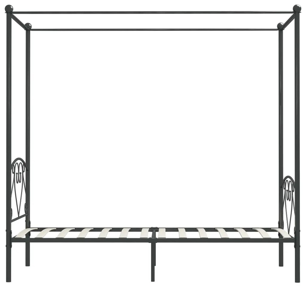 Estrutura de cama com dossel 100x200 cm metal cinzento