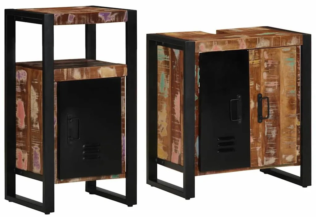 vidaXL Conjunto de Móveis para Banheiro com prateleira com porta 2 pcs