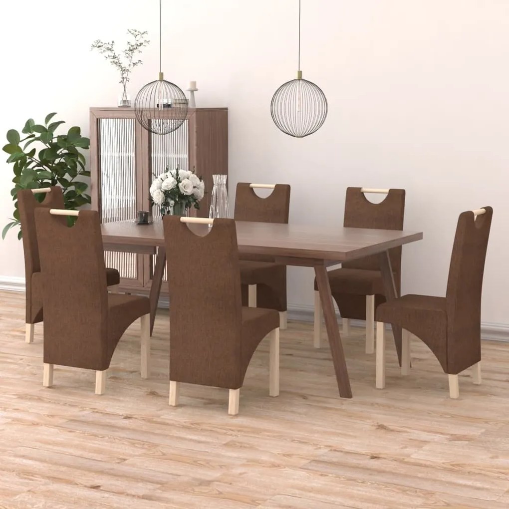 vidaXL Cadeiras de jantar 6 pcs tecido castanho