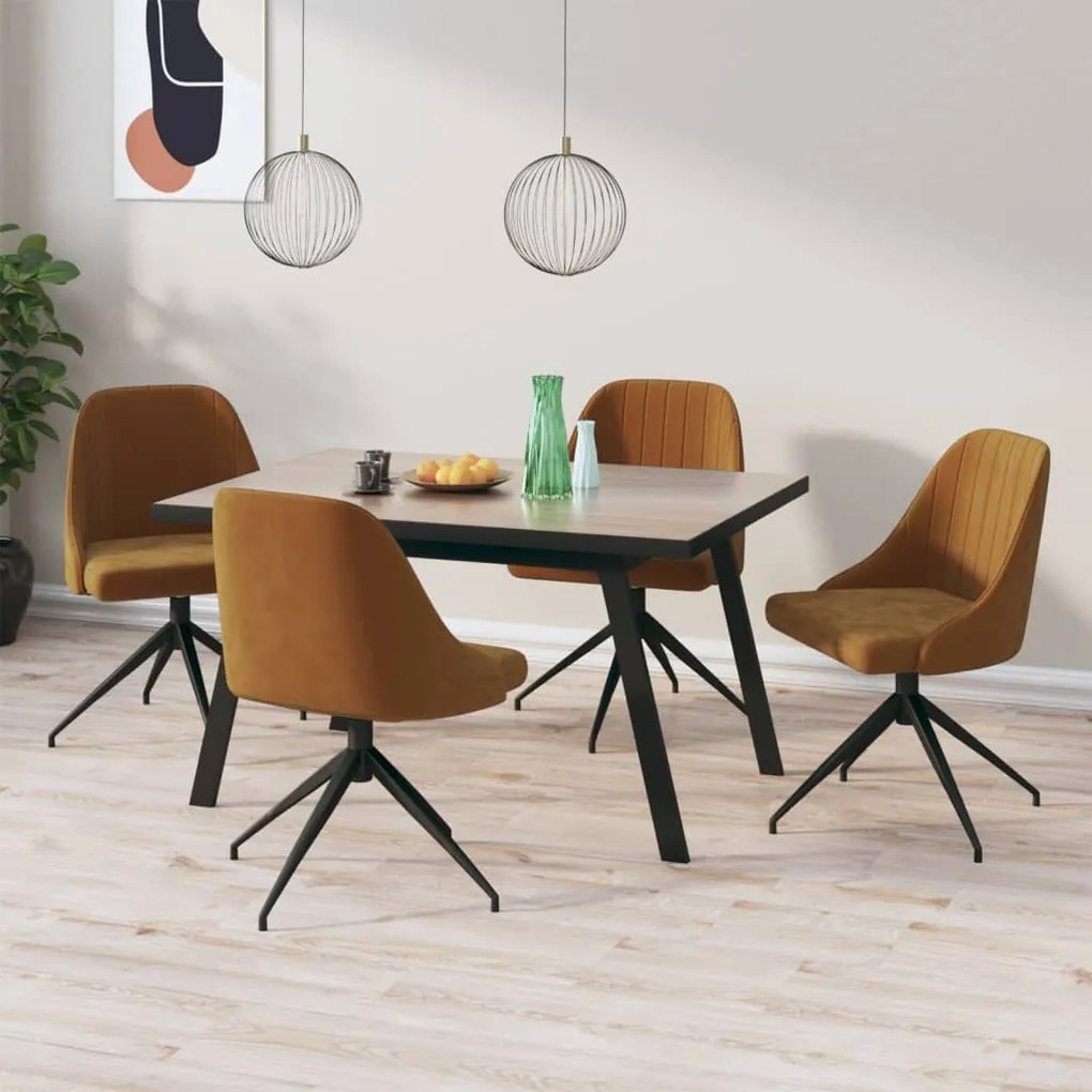 vidaXL Cadeiras de jantar 4 pcs veludo castanho