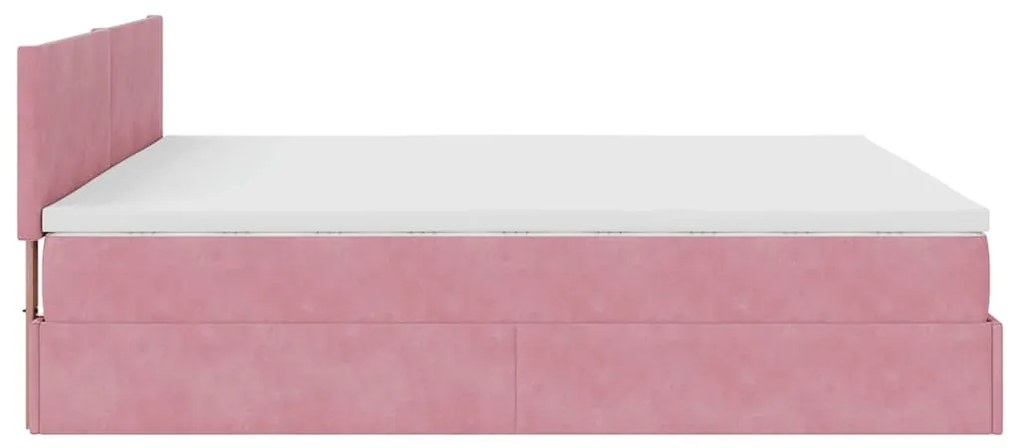 Estrutura de cama otomana com colchão 180x200 cm veludo rosa