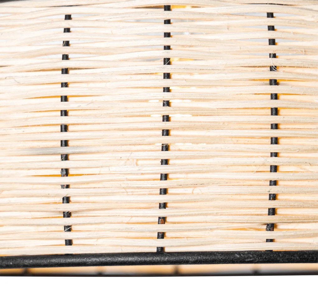 Candeeiro de teto oriental preto com ráfia 25 cm - Emir