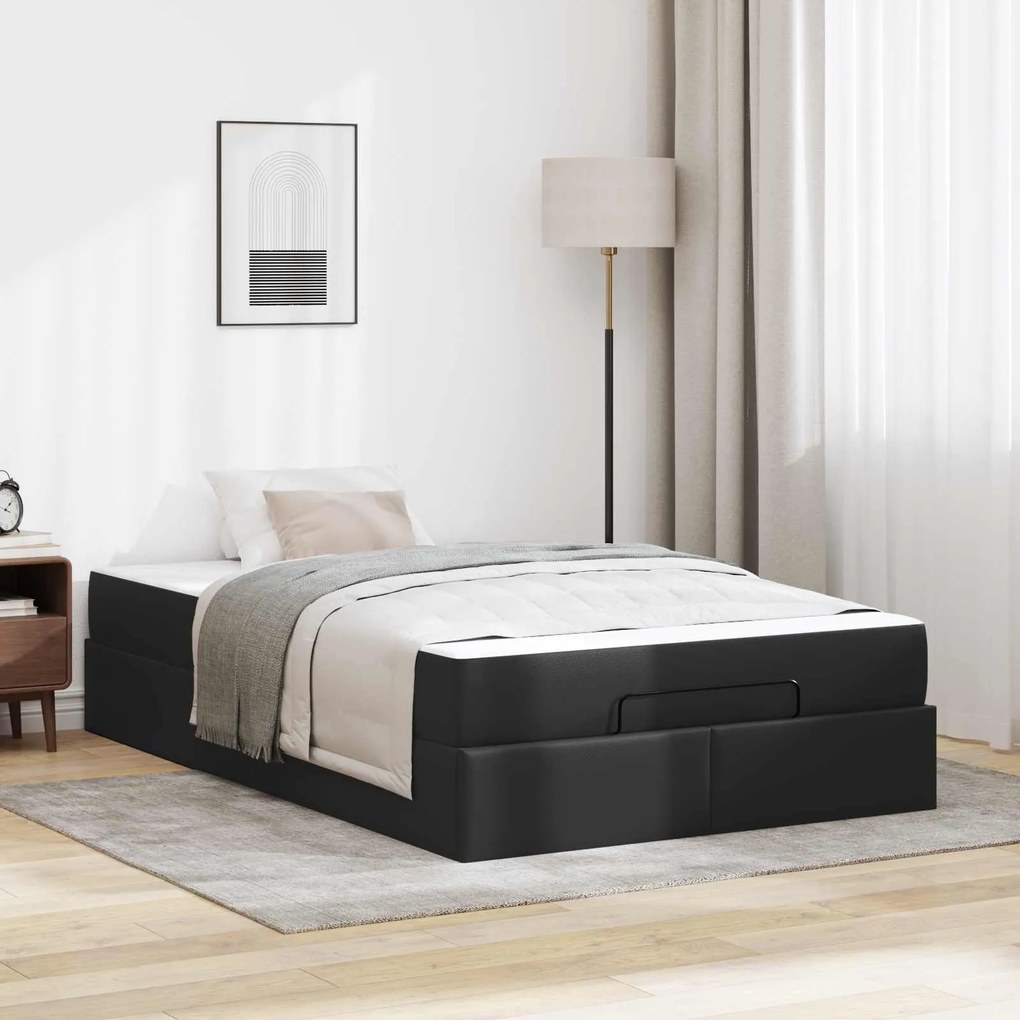 vidaXL Estrutura de cama com colchão com colchão 2 pcs Preto PVC