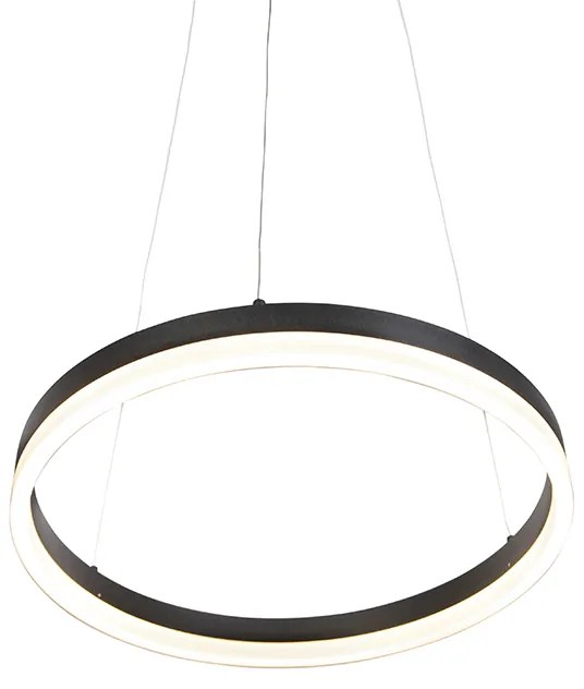 Candeeiro de suspensão design preto 40cm com LED dimmer 3 passos - Anello Moderno