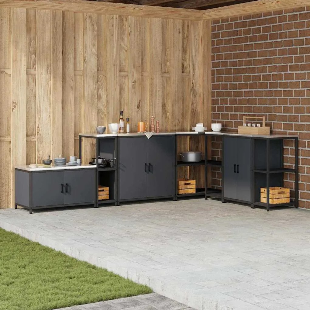 vidaXL Prateleira de Armazenamento de Cozinha Antracite Aço