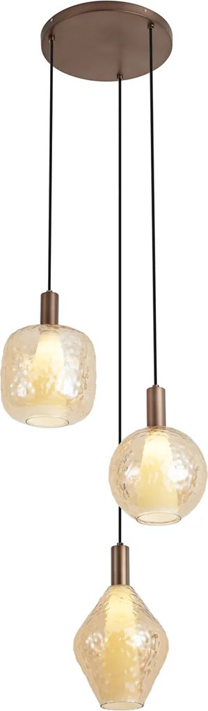 Candeeiro Suspenso de Design Bronze Escuro 3 Luzes - Ard