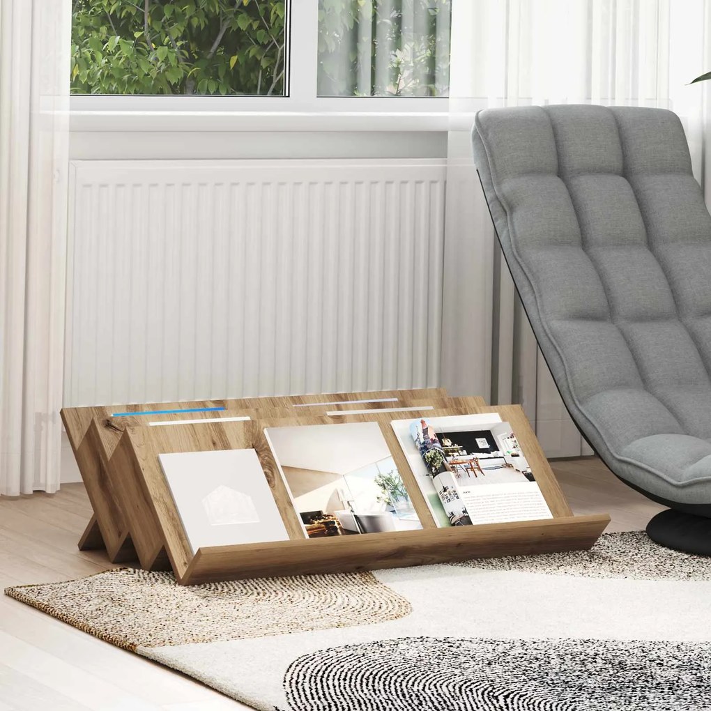 vidaXL Estante de Revistas Carvalho Artesanal 90 x 53 x 28,5 cm