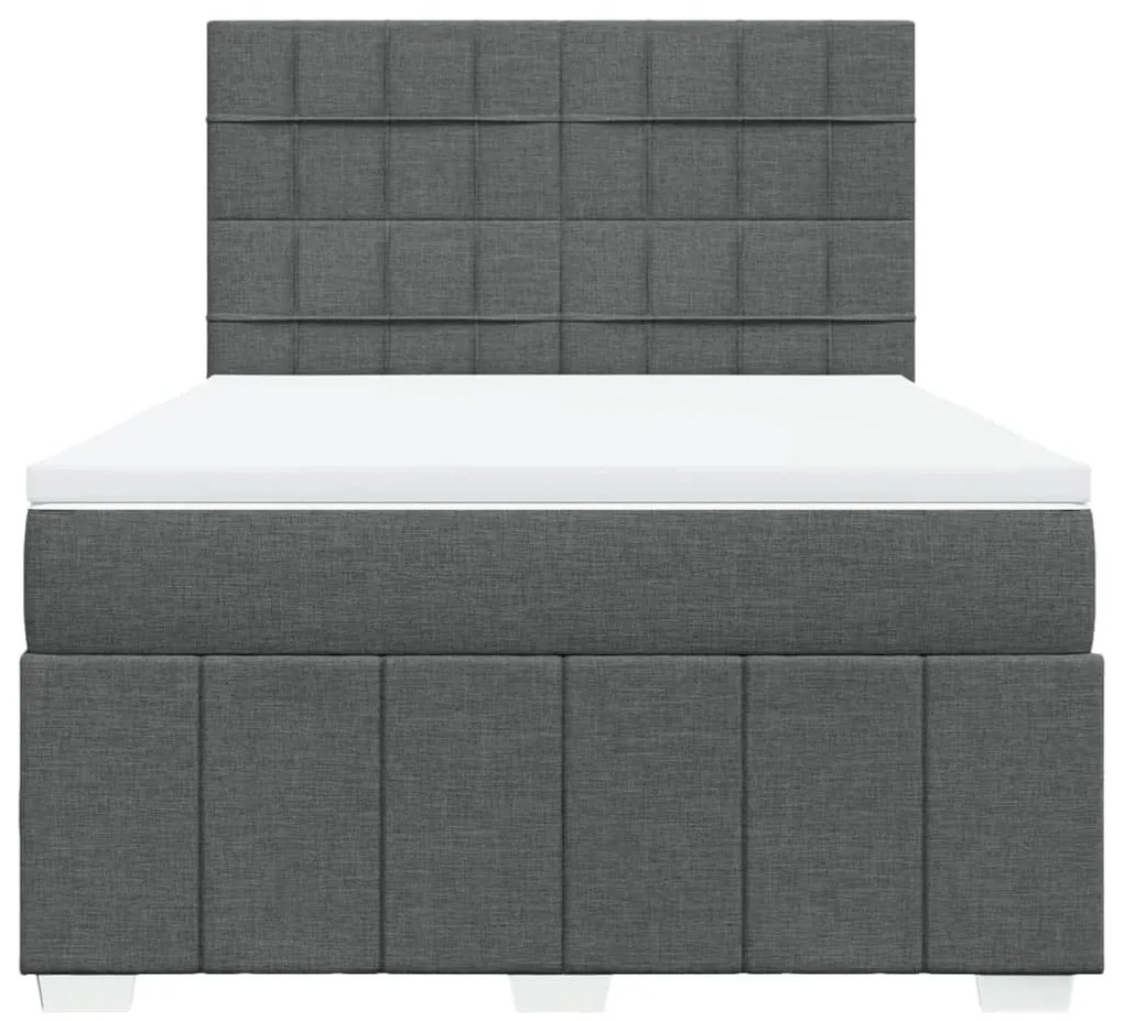 Cama com molas/colchão 140x190 cm tecido cinzento-escuro