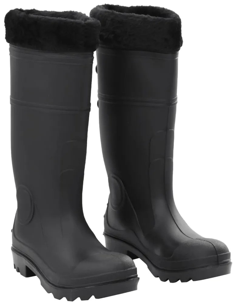 vidaXL Galochas com meias removíveis tamanho 39 PVC preto