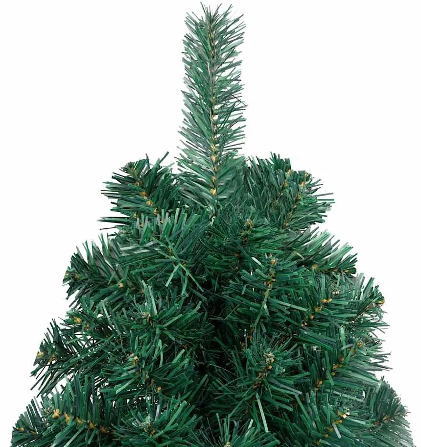 Meia árvore Natal artificial pré-iluminada c/ bolas verde