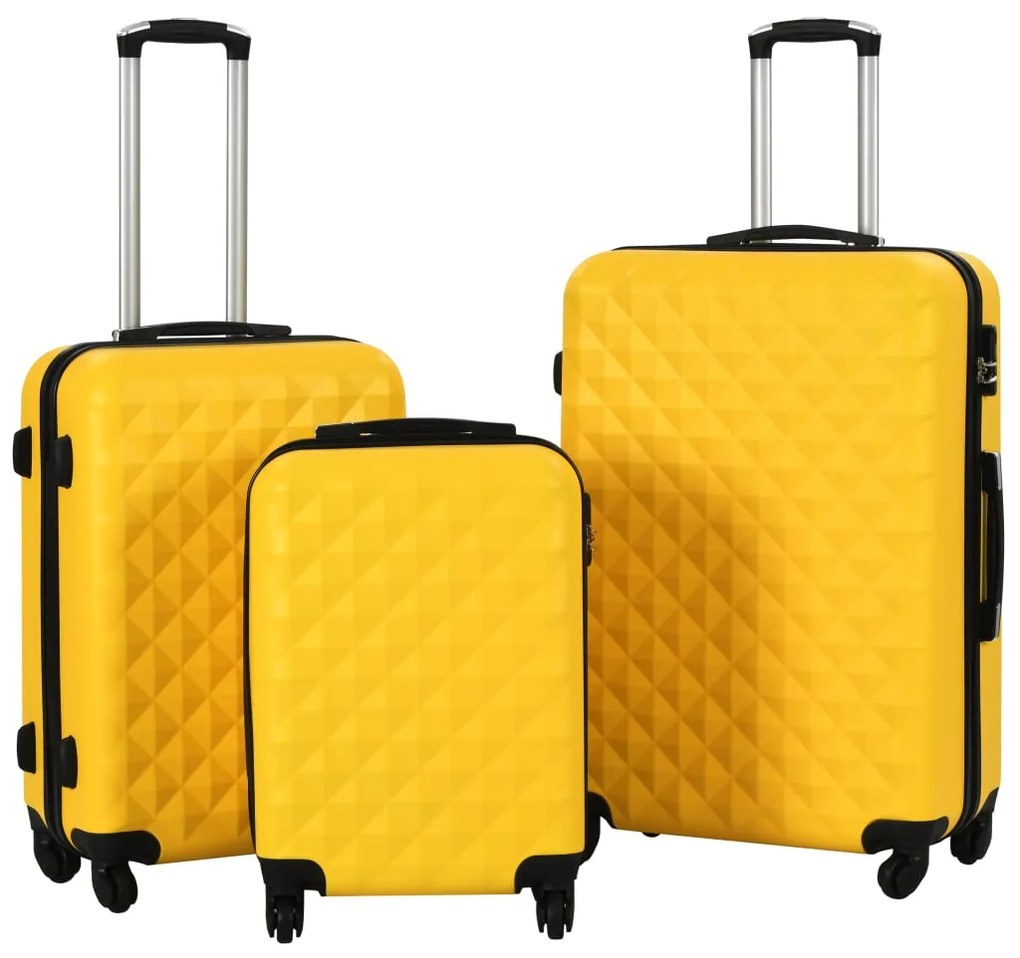 91890 vidaXL Conjunto de tróleis estojo rígido 3 pcs ABS amarelo