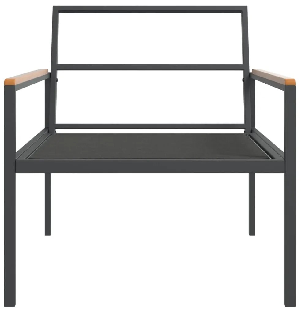 3 pcs conjunto lounge de jardim com almofadões aço antracite
