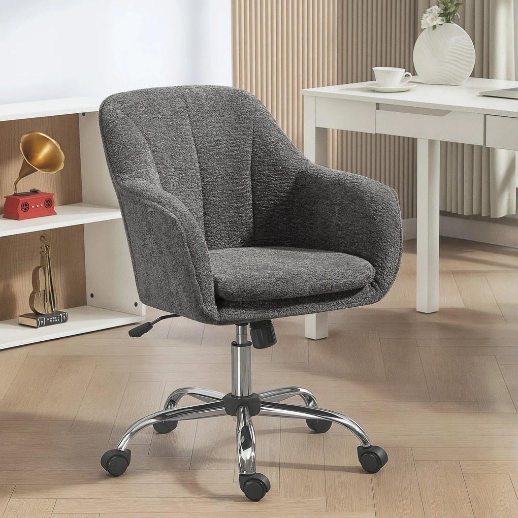Cadeira de escritório ergonómica com regulação de altura, cadeira giratória cinzenta