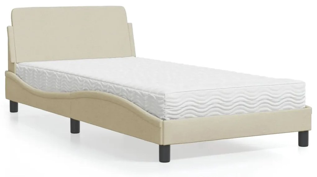 Cama com colchão 100x200 cm tecido cor creme