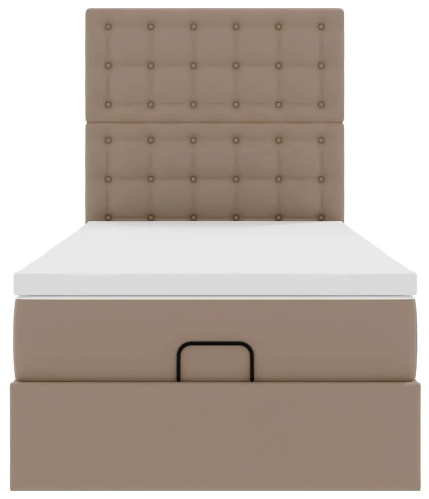 Cama otomana com colchão 100x200 cm couro artificial cappucino